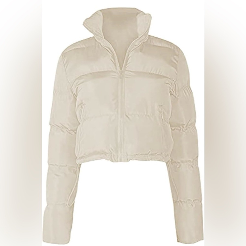 Cropped Puffer Jacket-Winter White - Picture 6 of 7